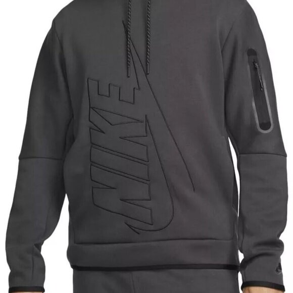 Nike Men's Tech Fleece Pullover Graphic Hoodie Anthracite Gray Sz S - Picture 7 of 15